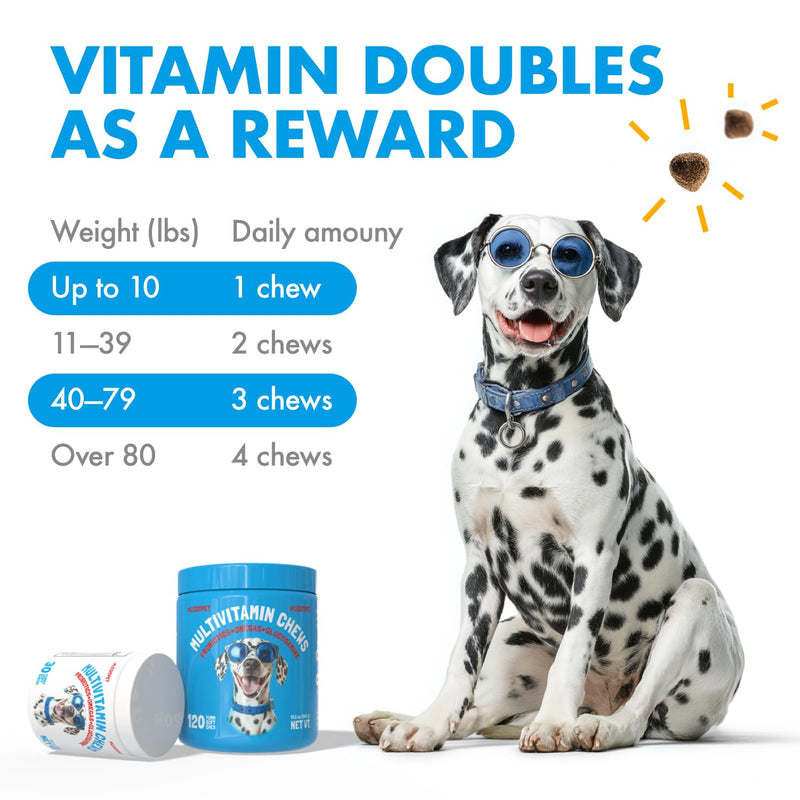 LEGITPET Dog Vitamins - 30 Multivitamins Chews w/Glucosamine Chondroitin, Probiotics Digestive Enzymes and Omegas - Supplement for Overall Health - Joint Support, Immune Health, Skin and Heart Health Multivitamin