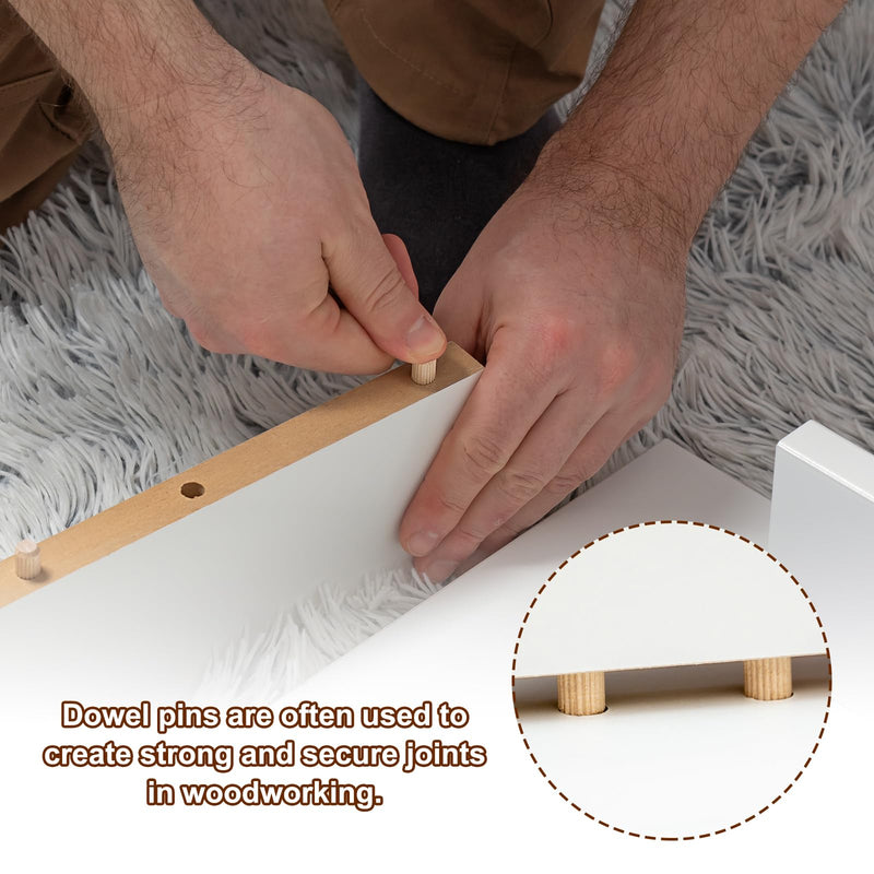 PATIKIL 3/16" x 31/32"(5 x 25mm) Wood Dowel Pins, 150 Pack Fluted Wooden Dowel Pin Straight Groove Rods for Furniture Door Art Crafts Projects 3/16" x 31/32"