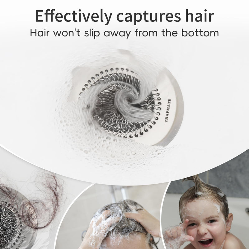 Shower Drain Hair Catcher, Easy Clean Bathtub Drain Hair Catcher, Anti-Slip Hair Catcher Shower Drain, Upgraded 304 Stainless Steel Tub Hair Catcher, Shower Drain Cover for Sink, Bathtub, Drain Silver-1 Pack