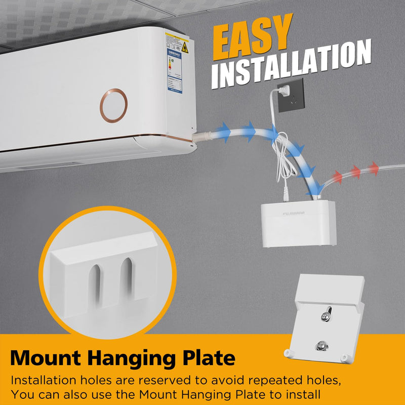FUJIWARA Condensate Pump Automatic Condensation Drain Removal Mini Quiet Pump for HVAC,Air Conditioner,Dehumidifier,Furnance,Ice Maker,Wall Mounted Suitable for A/C 1-3HP, White FUJ-24B