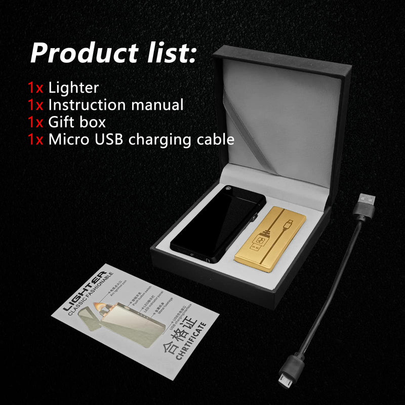 BABOBIU USB Lighter Rechargeable Lighters Windproof Lighters Metal Body Battery Display Arc Flame Push Button Type-C Fast Charging for Candles Outdoor Hiking Father's Day (Matte Black) Clean Matte Black
