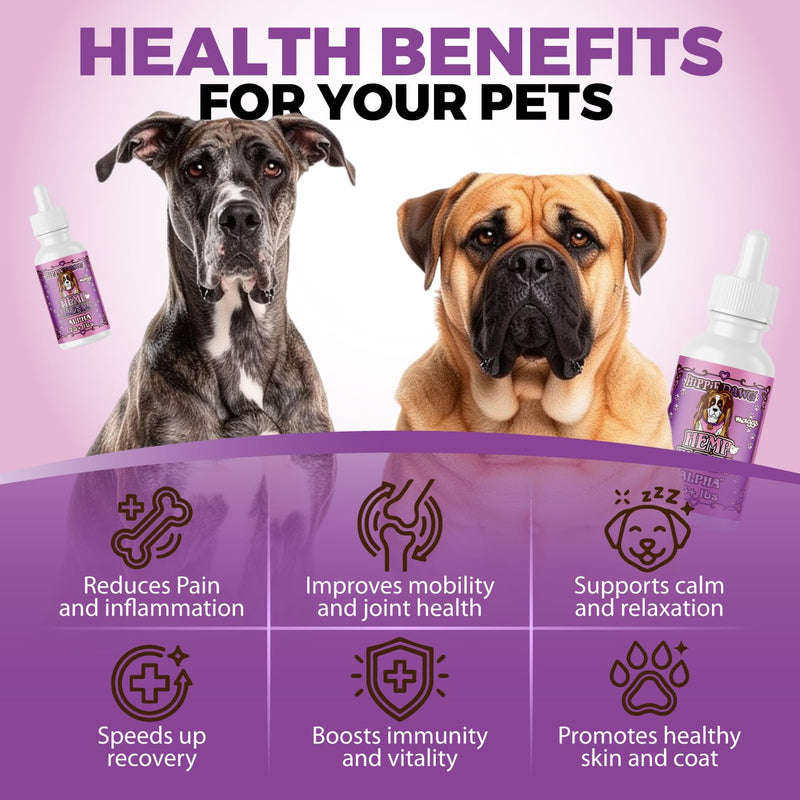 Hippie Dawg Alpha Tincture for Giant Breed Dogs (75+ lbs) - Professional Strength Joint & Mobility Support - High Potency Glucosamine, Hyaluronic Acid & Collagen - Peanut Butter Flavor - 1oz