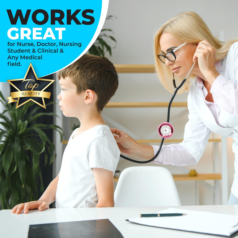 Nurse Stethoscope Watch - Lightweight Metal Frame- Attaches Directly to Stethoscope for All Medical Professionals - Pink