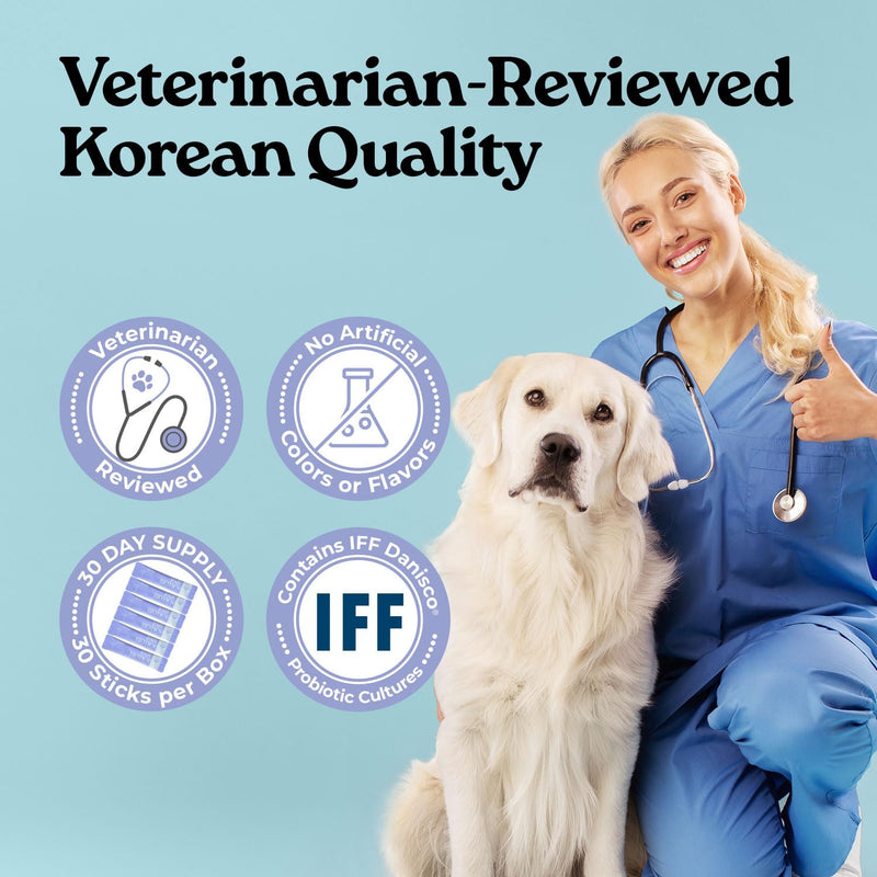 Pawbiotics Eyes – Astaxanthin Lutein DHA Eye Supplement for Dogs & Cats, 7-Strain Probiotic Blend by IFF Danisco, Immune & Eye Support, Korean Pet Supplement, Natural Blueberry Flavor, 30 Sticks