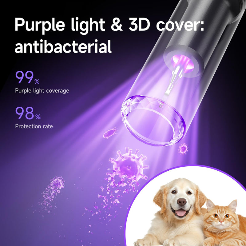 Jellytree Dog Plaque and Tartar Remover,Dogs Teeth Cleaning Kit with Led Light,5 Modes Dog Tooth Plaque Remover, Tooth Cleaner for Dogs and Cats USB Charge,Low Noise Tartar Remover for Teeth