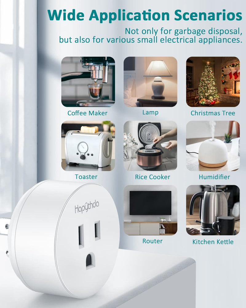 Garbage Disposal Wireless Switch Kit, Remote Control Outlet, No Drilling On Sink Top, Wireless Switch Button Kit for Waste Disposal, 15A/1500W with 4000V Anti-Surge, 500 Feet RF Range