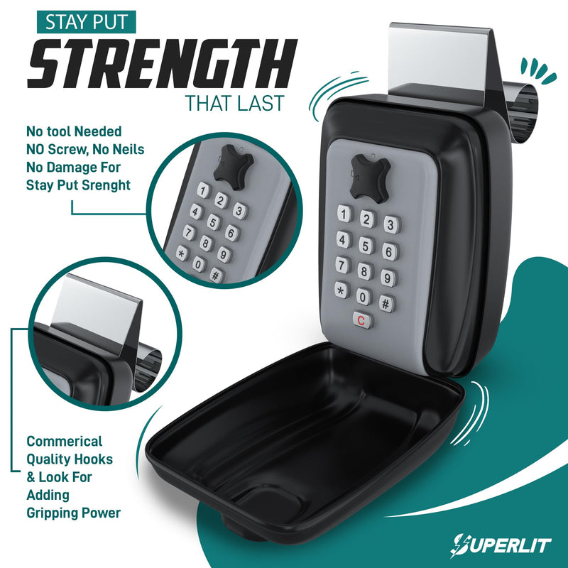 Superlit Car Lock Box - Turo Key Lock Box for Car Window for Rentals & Rideshare, anti-theft Car Device for Vehicles Waterproof Lockbox for Car Keys with RFID Signal Blocker Pouch - Standard