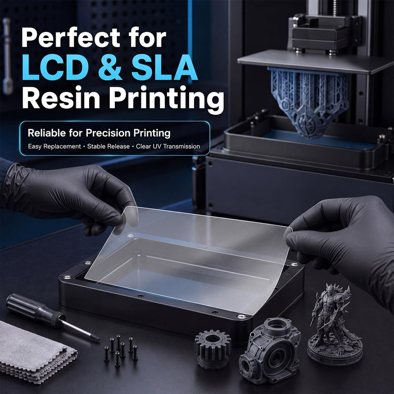5 Pcs Nfep Film for Resin 3D Printer Nfep Film Release Films for Large Format SLA and LCD 3D Printers Multiple Sizes: 200x140mm, 260x200mm, 290x210mm, 320x220mm, 380x260mm