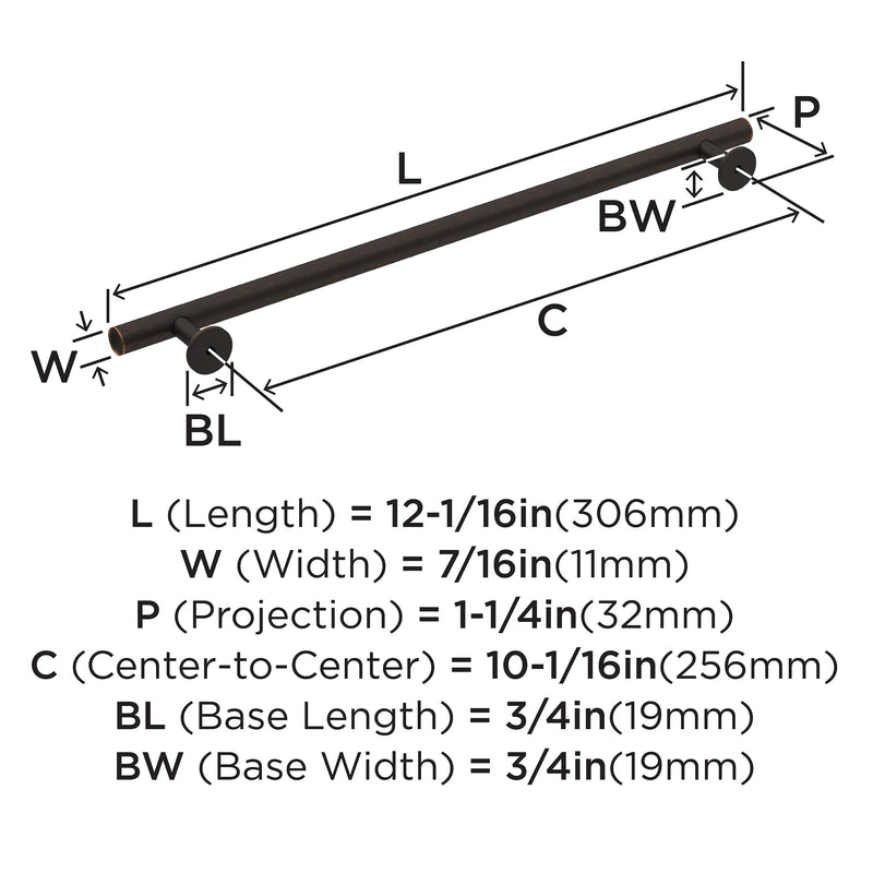 Amerock | Cabinet Pull | Oil Rubbed Bronze | 10-1/16 inch (256 mm) Center-to-Center | Radius | 2 Pack | Drawer Pull | Cabinet Handle | Cabinet Hardware