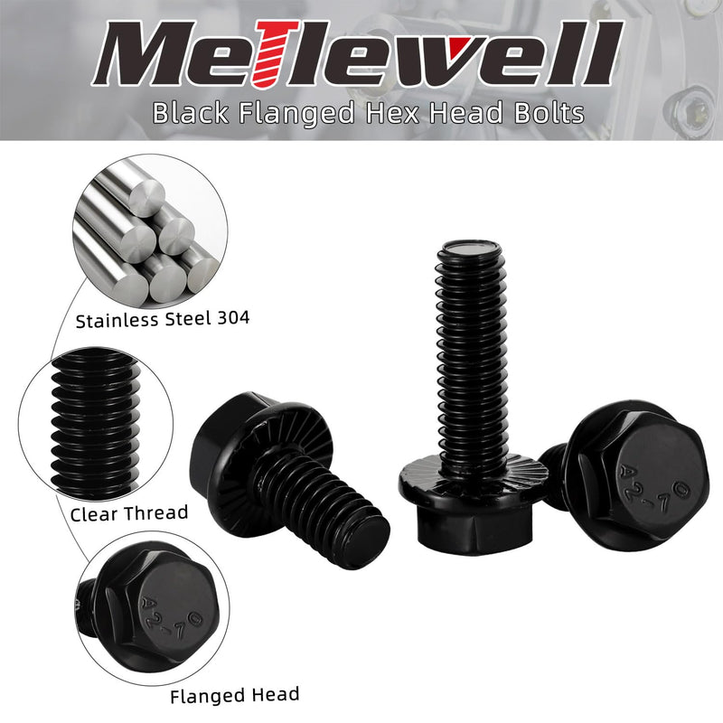 5/16-18 x 1" Flanged Hex Head Bolts Flange Hexagon Screws, Stainless Steel A2 Black Finish, DIN 6921, 15 PCS 5/16-18 x 1"