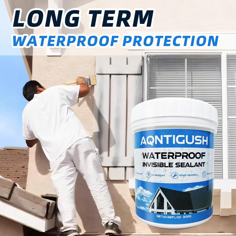 10.5 OZ (300g) AQNTIGUSH Invisible Waterproof Agent, Waterproof Insulating Sealant, Transparent Waterproof Coating, Waterproof Anti-Leakage Agent, Transparent Repairing Leak Waterproof Adhesive