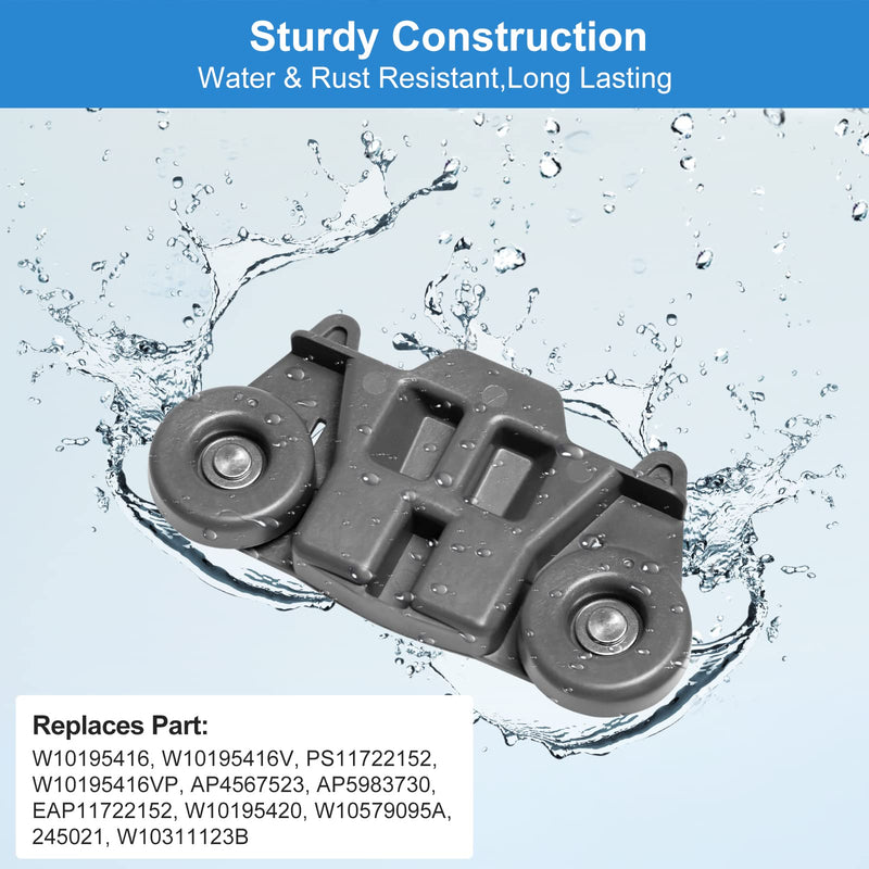 Upgraded W10195416V W10195416 Dishwasher Wheels Lower Rack for Kitchenaid Dishwasher Rack Wheels Whirlpool Maytag Kenmore Dishwasher Rack Parts AP5983730, PS11722152 Replacement Dishwasher Wheels