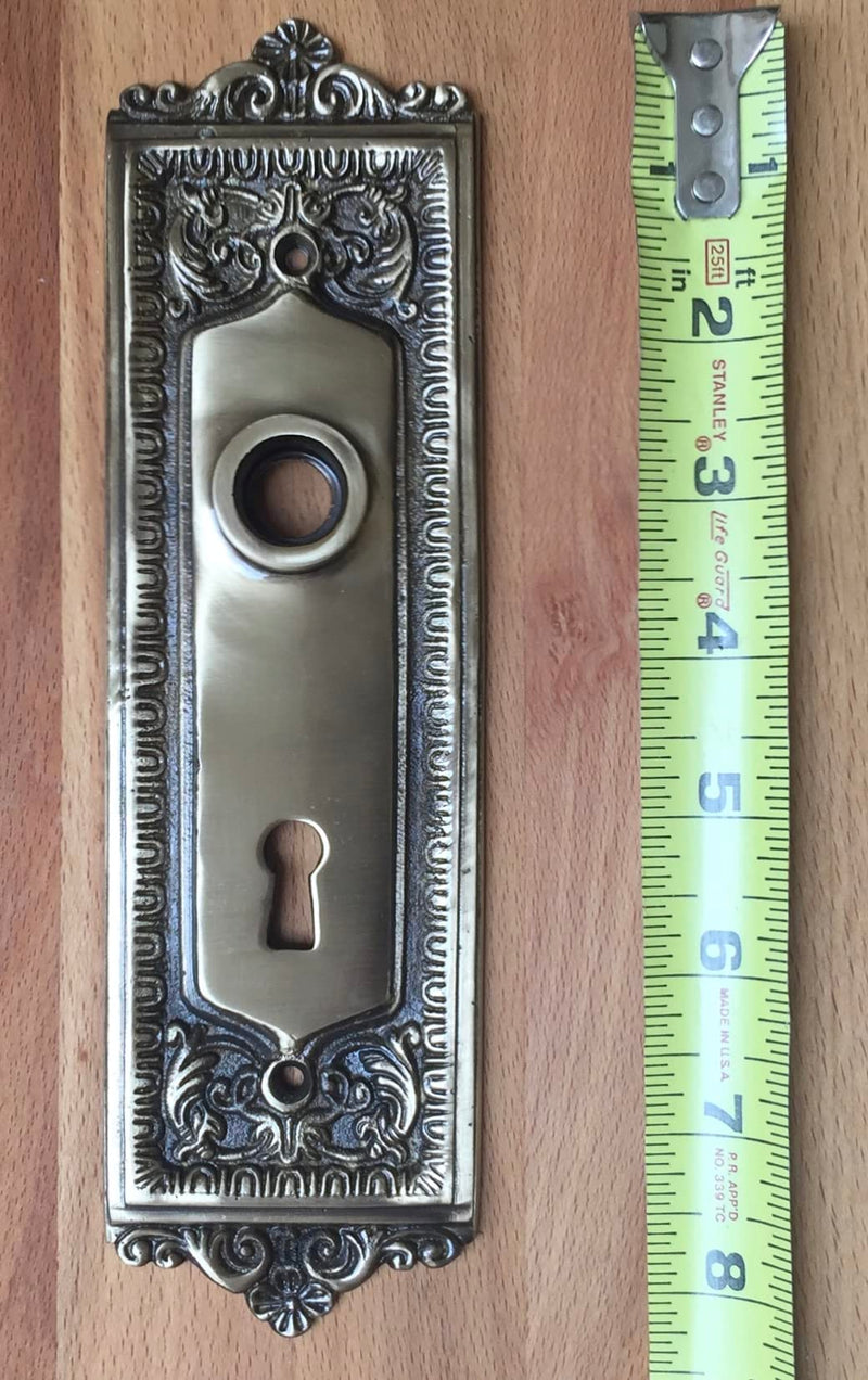 Solid Brass Victorian Reproduction Back Plate Egg & Dart Design (Antique Brass Finish)