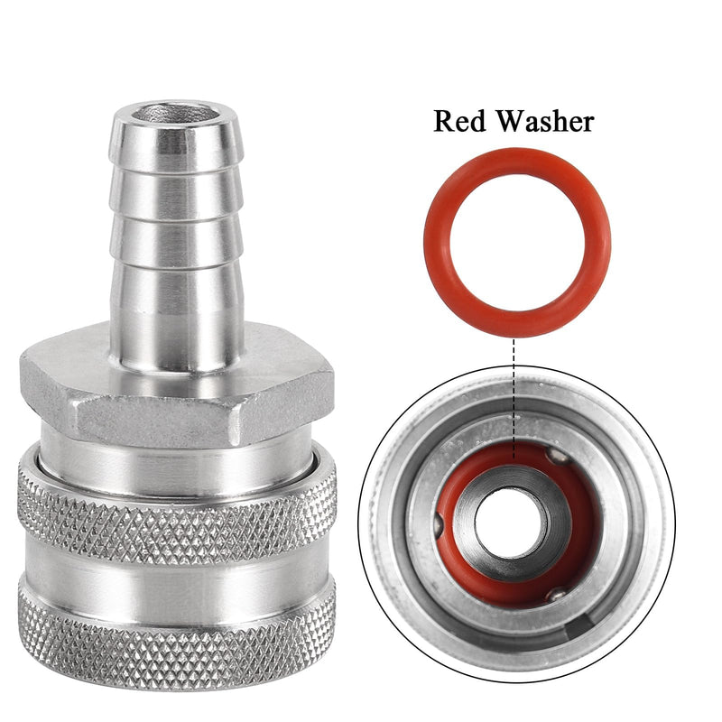 Beer Quick Disconnect Set Brewing Connector Kits, Stainless Steel 1/2 NPT Male Quick Disconnect 1/2” Female Quick Disconnect Fittings for Wort Pumps & Chiller with Sealing O-Ring (2 Pairs) 2 Pairs