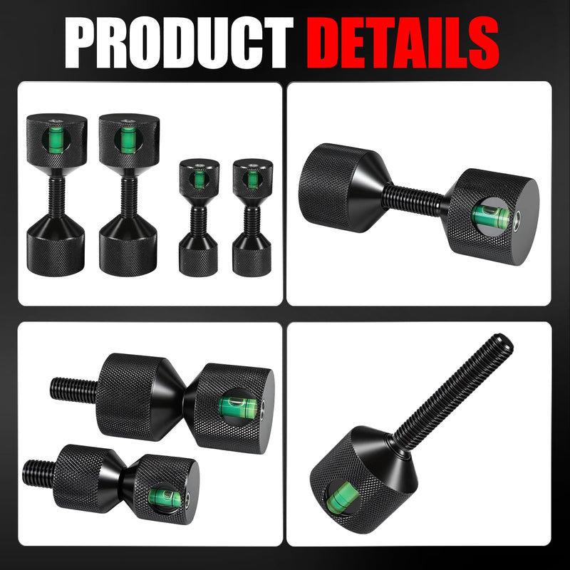 4 Pcs Flange Two Hole Pins, 1-1/8" & 1-5/8" Two Hole Hardware Pins with Built-in Level, 6061 Aluminum Detachable Double Hole Flange Pins for Pipe Fitting, Black