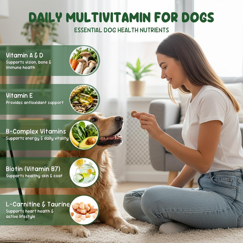22-in-1 Grain-Free Dog Multivitamin Supplement – 90 Soft Chews for Hip & Joint Health, Immune Support, Healthy Coat & Overall Wellness – Vitamins A, B12, C, D, E, Minerals, and Antioxidants Pork