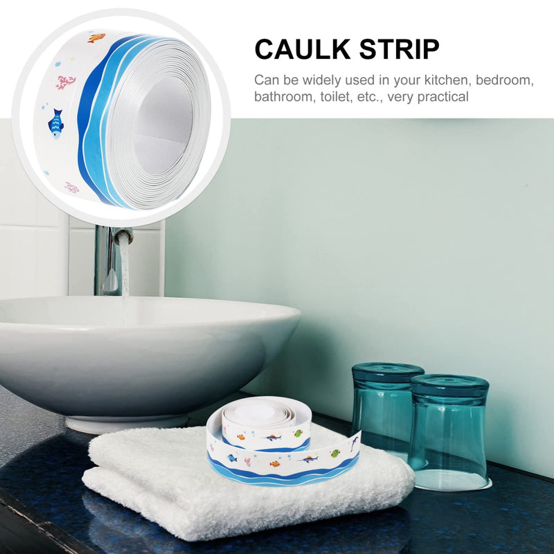 Housoutil Caulk Strip Tape Shower Sealant Strip Self Adhesive Caulking Sealing Tape for Kitchen Bathroom Sink Countertop Toilet Bathtub Sea Animal Pattern Sky-blue