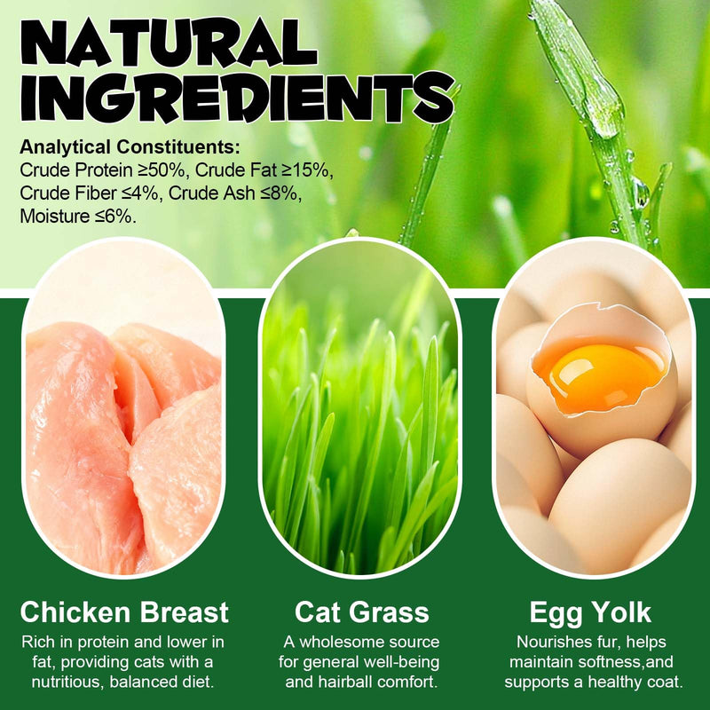 Cat Grass Treats & Cat Dental Treats for Indoor Cats, Made with Feline Grass & Chicken Breast, Healthy Temptation Cats Treat for Training, Snacking & Dental Care, Natural Kitten & Adult Kitty Biscuits