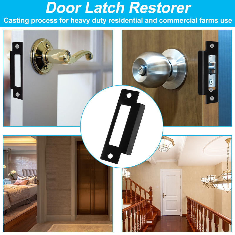 3Pcs 4-7/8" Universal Door Strike Plate Replacement Stainless Steel Plated Lock Strike Plate T Strike Deadbolt Strike Plate Door Backplate Iron Matte Black Finish for Use(Large Hole)