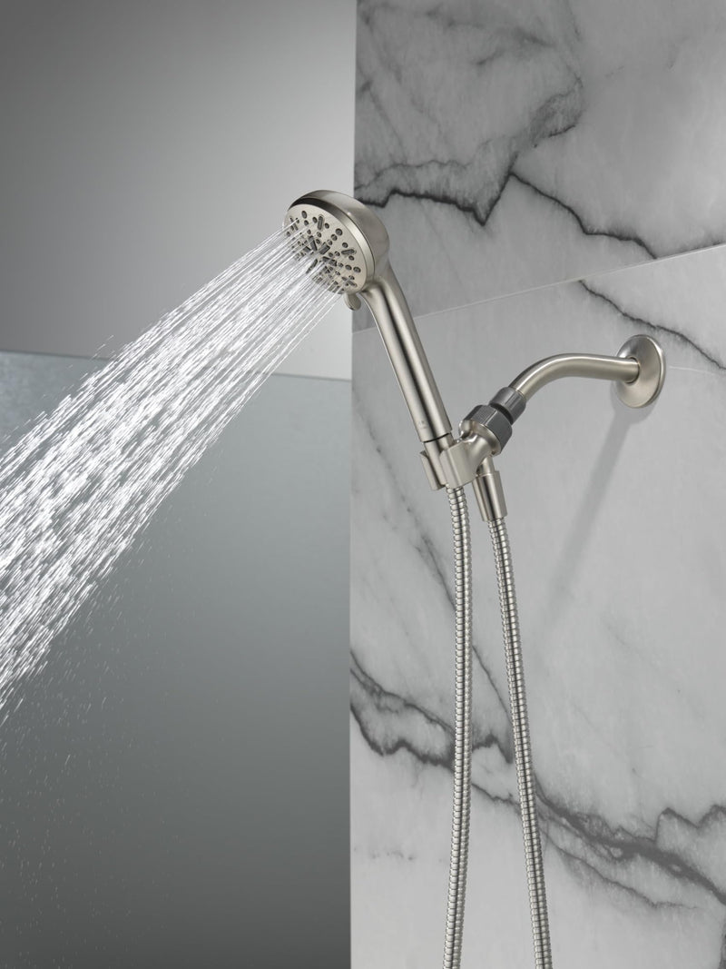 DELTA FAUCET -faucet 4-Spray Handheld Shower Head, Brushed Nickel Shower Head with Hose, Showerheads & Handheld Shower, Shower Head, Detachable Shower Head 1.75 GPM, Brushed Nickel 75413SN, Stainless