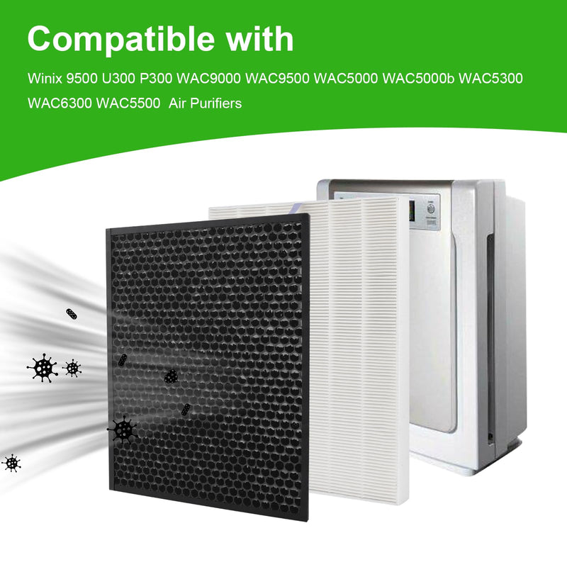 114190 Replacement Filter B for Winix Air Purifiers: Replacement Filter 9500 U300 P300 WAC9000 WAC9500 WAC5000 WAC5000b WAC5300 WAC6300 WAC5500 (1 Pack) 12.3" x 15.9" x 1.4"