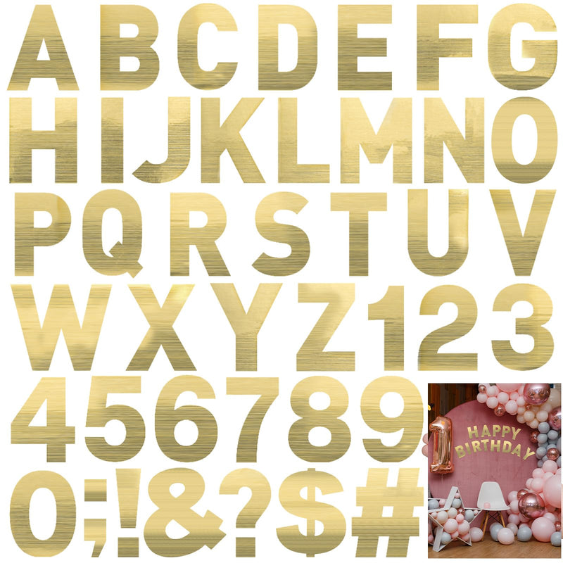 Seajan 184 Pcs 6 Inch Large Letter Stickers for Party Backdrop DIY Art and Craft Vinyl Self Adhesive Big Font Letters Number Stickers for Classroom Window Door Home Party Decor(Gold) Gold