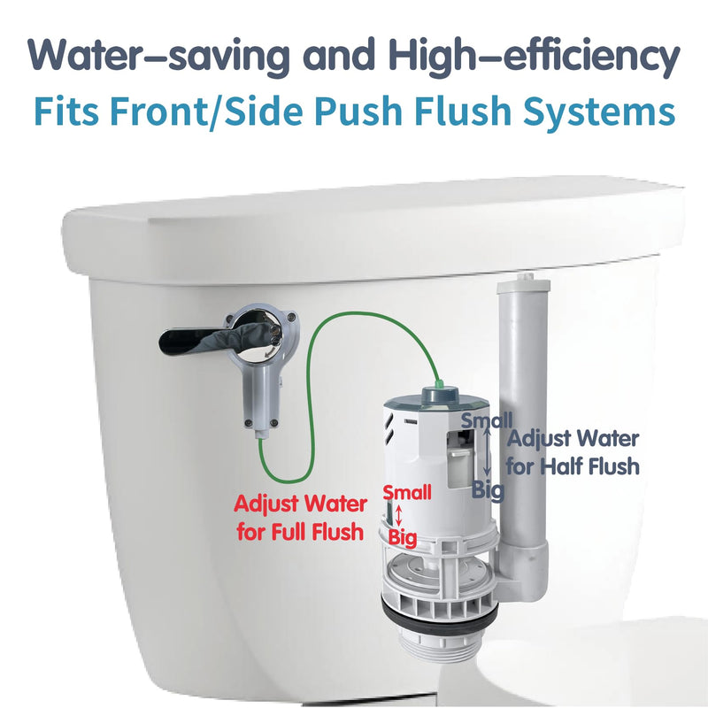 Toilet Tank Replacement Kit for Lever-Handle Toilets - Includes Water-Saving 2-Inch Dual Flush Valve Replacement with Integrated Handle & Adjustable Fill Valve Fits 2-inch drain holes