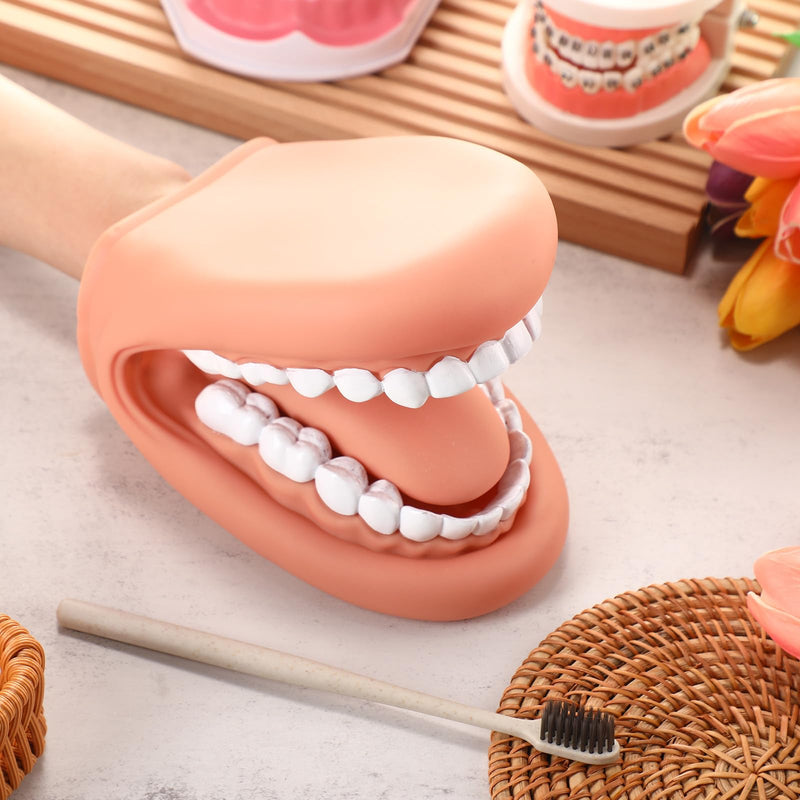Patelai 2 Pcs Mouth Puppet with Tongue Teeth Mouth Hand Puppet Dental Mouth Model and Toothbrushes for Boys Girls Educational Tool Speech Therapy