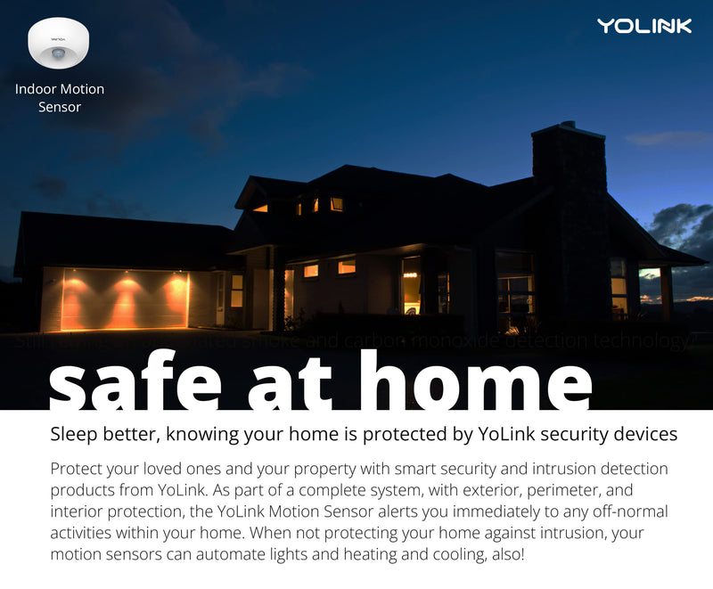 YoLink SpeakerHub & Two Motion Sensor Smart Home and Security Kit – Audio Hub Plays Tones/Sounds, Spoken Messages, LoRa-Powered ¼ Mile Range, WiFi Required Indoor IPR, 2-Pack