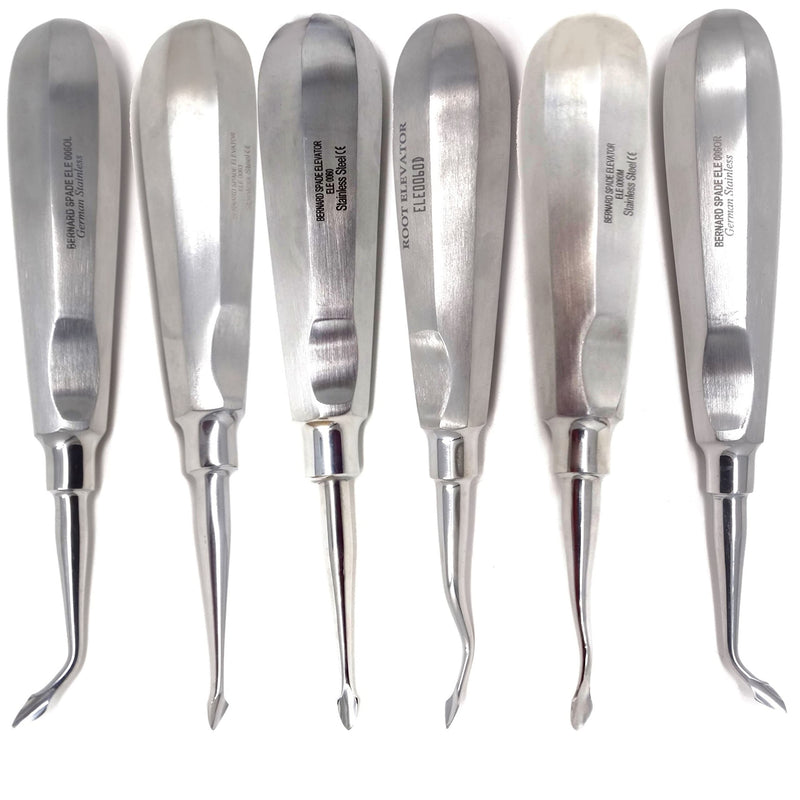 Set of 6 Premium Grade Dental Tooth Surgery Bernard Spade Concave Curved Root Tip Elevators, Stainless Steel Dental Instrument …