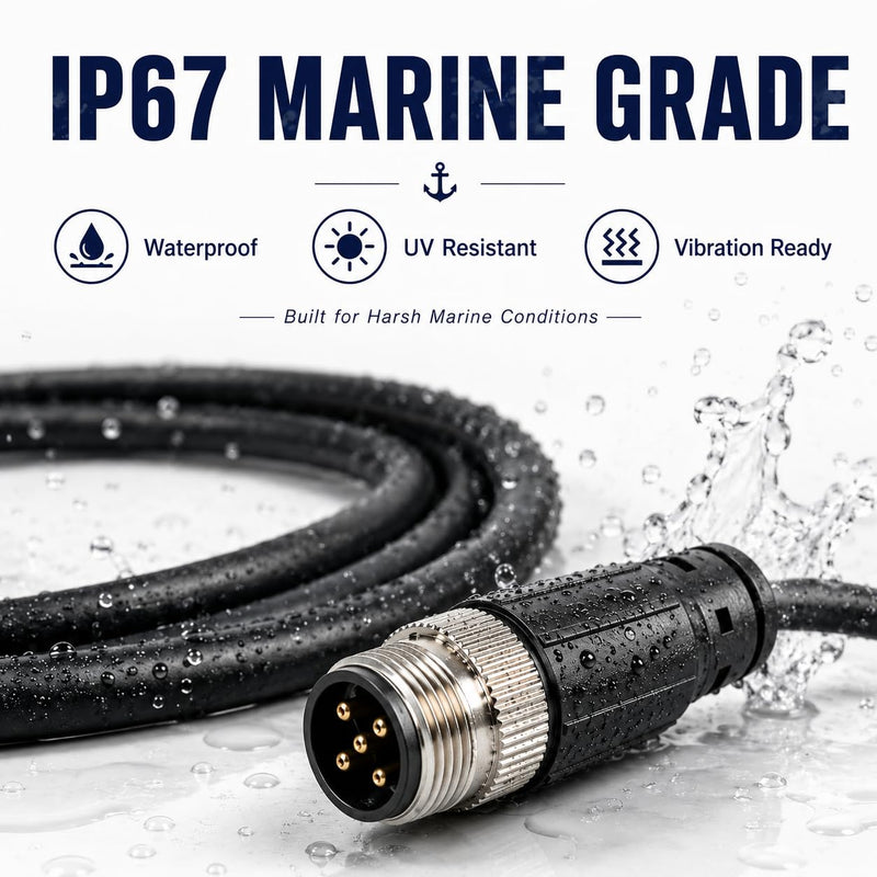 Metal Shield NMEA 2000 Marine Network Cable – Heavy Duty IP67 Waterproof N2K Backbone, Drop or Extension Cable Compatible with Garmin, Lowrance, Simrad, B&G & Navico Networks (3.3ft（1m）) 3.3ft（1m）