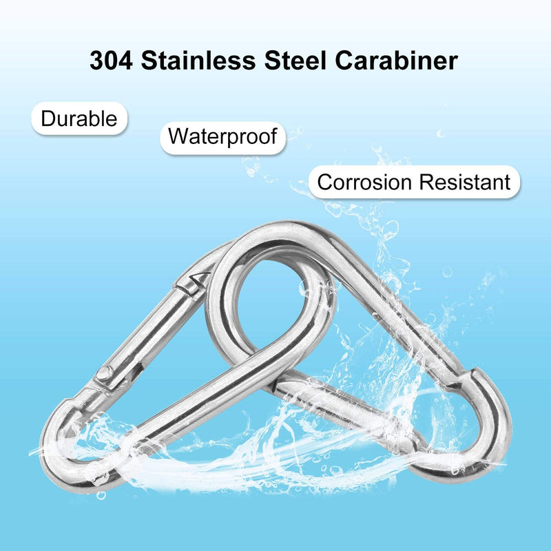 30Pack Spring Snap Hook, 2-3/8Inch Zinc-Galvanized Steel Carabiner Clips, 260lbs Load Capacity Keychain Quick Links, Quick Carabiner Clips for Dog Leash, Backpack, Hammocks, Camping and Swing