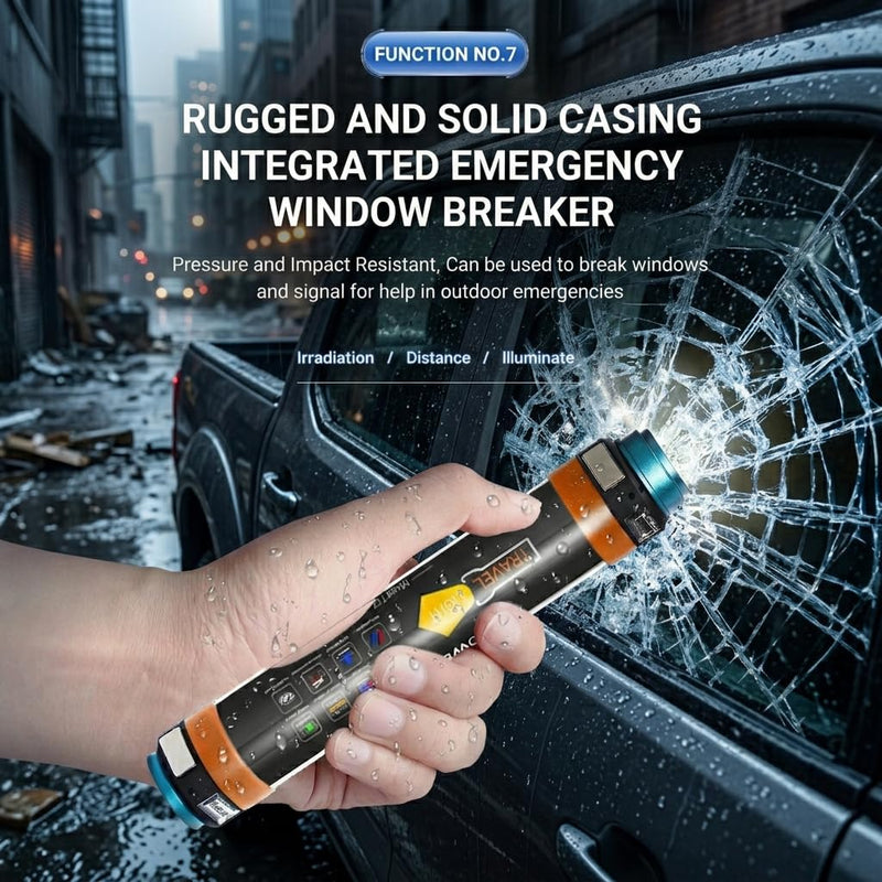 CAMPLIGHTPRO Flashlight IP68 Waterproof Rechargeable Light for Hiking, Magnetic Flashlight with Portable Charger and Window Breaker Emergency Light for Camping, Travel