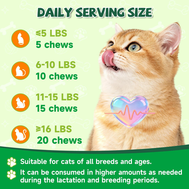 Taurine for Cat Vitamins Treat - 70 Days Supply Cat Multivitamin for Cats, Supports Feline Heart & Vision, Skin Coat, Joint, Immune, Digestion, 19 in 1 Taurine Supplement for Cats Taurine, Mineral