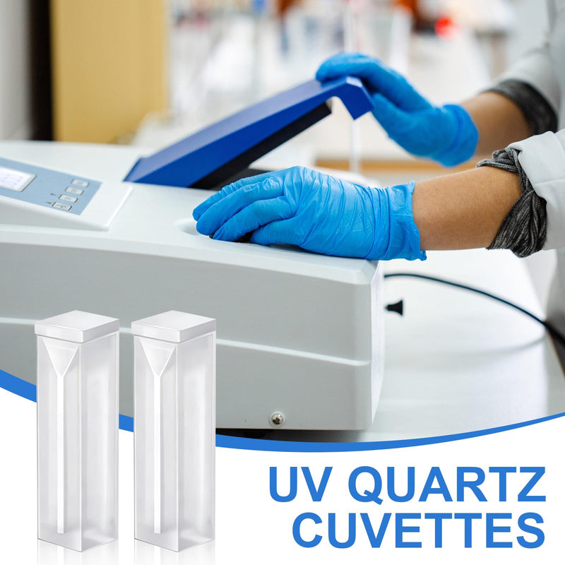 Xuhal 2 Pcs UV Quartz Cuvettes for Spectrometer Standard Quartz Cells - 0.35 ml Double-Sided Polishing Cuvettes with Sealing Cover and 2 Optical Windows, Spectral Range 190-2500 nm, Pathlength 10 mm