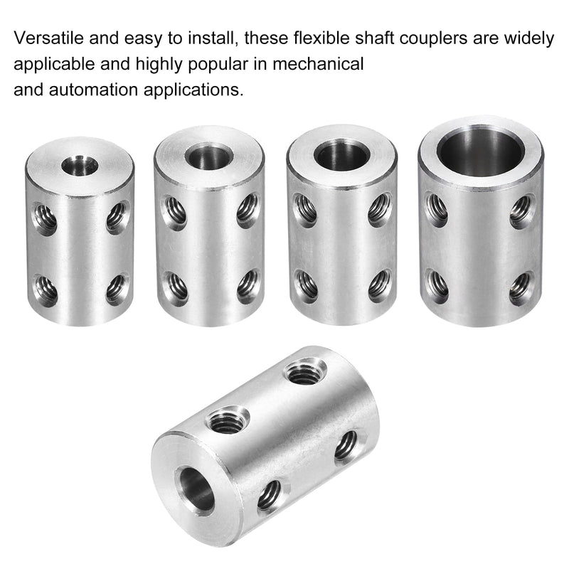 MECCANIXITY Rigid Screw Coupling 4mm to 5mm Shaft Coupler Connector L22mm x D14mm Steel Joint Connector Rigid Coupling Set for 3D Printers DIY Encoder with 8 Screws & Hex Wrench, 2 Pcs