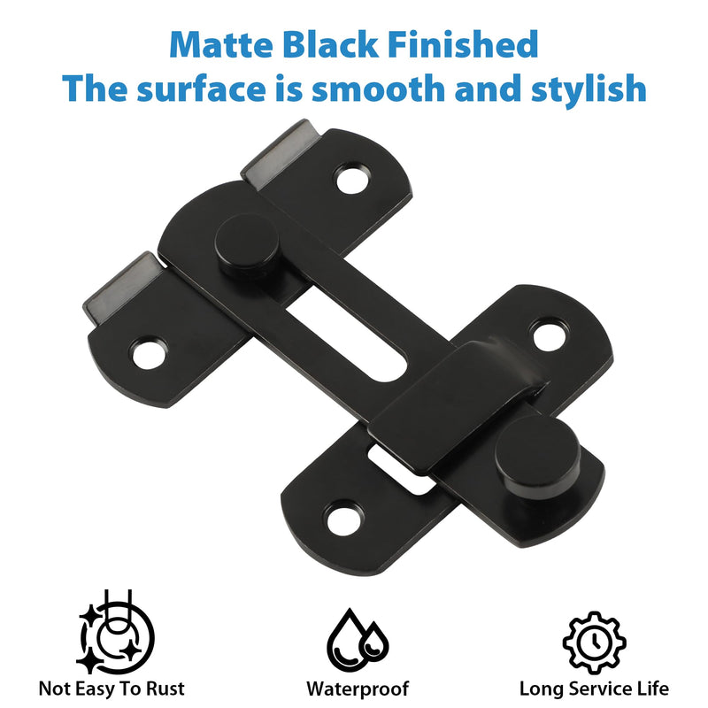 Alise Flip Latch Gate Latches Safety Door Lock for Barn Wood Fence Sliding French Doors,Heavy Duty SUS304 Stainless Steel Gate Hardware,Matte Black MS9500-B 4 Inch Matte Black