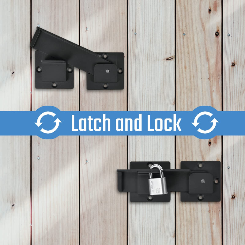 7.5" Flip Gate Latch Lock with Padlock Holes 2Pack, 4mm Heavy Duty Aluminum Alloy Door Latch for Outdoor Wooden Fence, Swing and Sliding Open Gate, Double Gate, Barn Door, Shed, Vinyl Fence 2