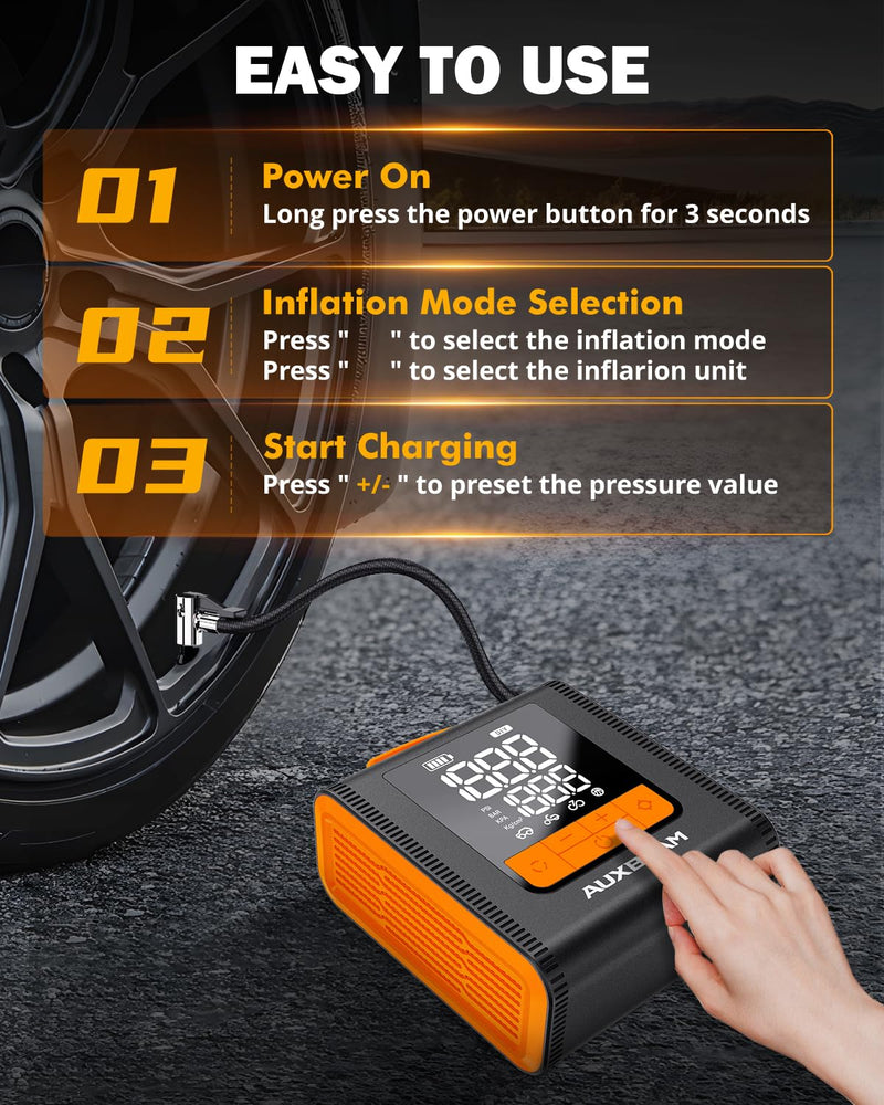 AUXBEAM H4 Series Tire Inflator Portable Air Compressor(Amber) Amber
