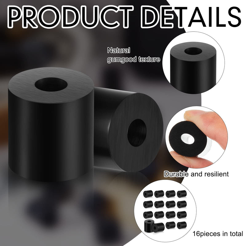 Fabbay Multi Purpose Rubber Spacer Black Rubber Bushings 3/4 Od x 1/4 ID x 3/4 Inch Grommets Washers for Vibration, Bolts, Home, Car Accessories(16 Pcs) 16