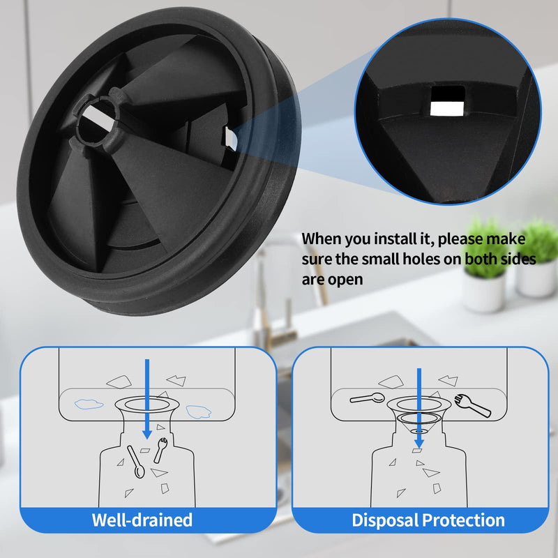 2-Pcs RQYEKDO Garbage Disposal Splash Guards, 3 3/8 Inch Sink Baffle Drain Plugs QCB-AM Replacement for InSinkErator Evolution Series Moen models, Food Waste Disposer Parts Accessories 2 Pack 3 3/8 In