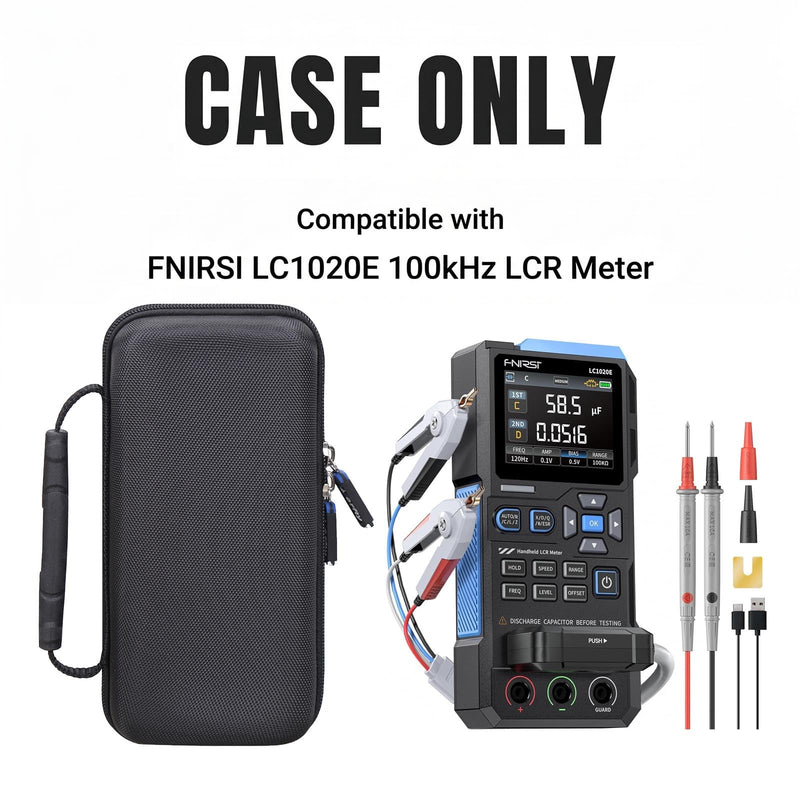 Case for FNIRSI LC1020E 100kHz LCR Meter 19999 Counts Resistor Inductor Capacitor Tester - Hard Travel Protective Carrying Storage Bag, Box Only (Black&Blue) Black&Blue
