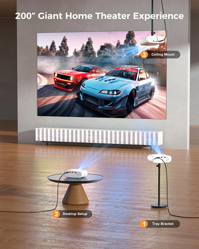 ELEPHAS Mini Projector for iphone, Portable Projector with Tripod, 1080P HD Outdoor Projector, Movie Projector Compatible with Android/iOS/Windows/TV Stick/HDMI/USB BL128MINI