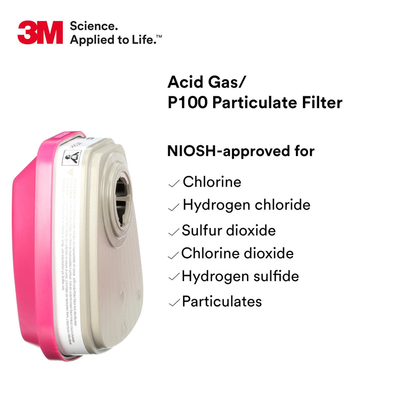 3M P100 Respirator Cartridge/Filter 60922, NIOSH Approved, 1 Pair