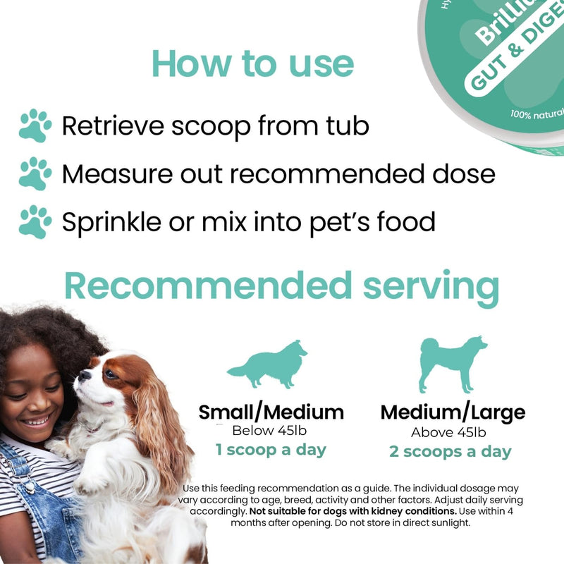 Brilliant Gut & Digestion Salmon Peptide Powder for Dogs & Cats – 100% Natural Single Ingredient Food Topper, Supports Digestive & Immune Health, Skin & Coat – Human Grade, 7oz 7 oz