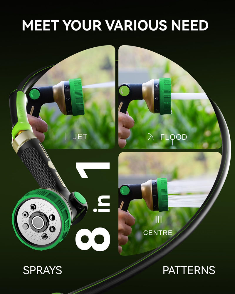RAINPOINT Hose Sprayer Nozzle Heavy Duty - 8 Spray Patterns Garden Hose Nozzle with Adjustable Flow Control for Watering Plants, Washing Cars,Washing Pets, Thumb Control (Olive Green) Olive Green 1