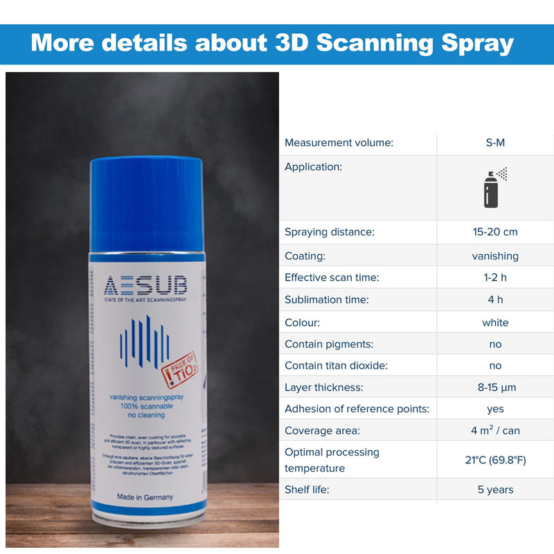 3D Scanning Spray for 3D Scanners - No Cleaning Needed, Ideal for Transparent & Reflective Highly Textured Surfaces Objects, Enhances Scan Accuracy Efficiency, 400ml, Blue