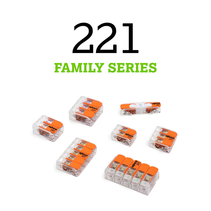 221-612 | WAGO Lever-NUTSsplicing Connector | for Solid and Stranded Conductors | 2-Conductor with Operating levers | 20-10 AWG | Transparent housing | [Box of 50 Pieces] Box