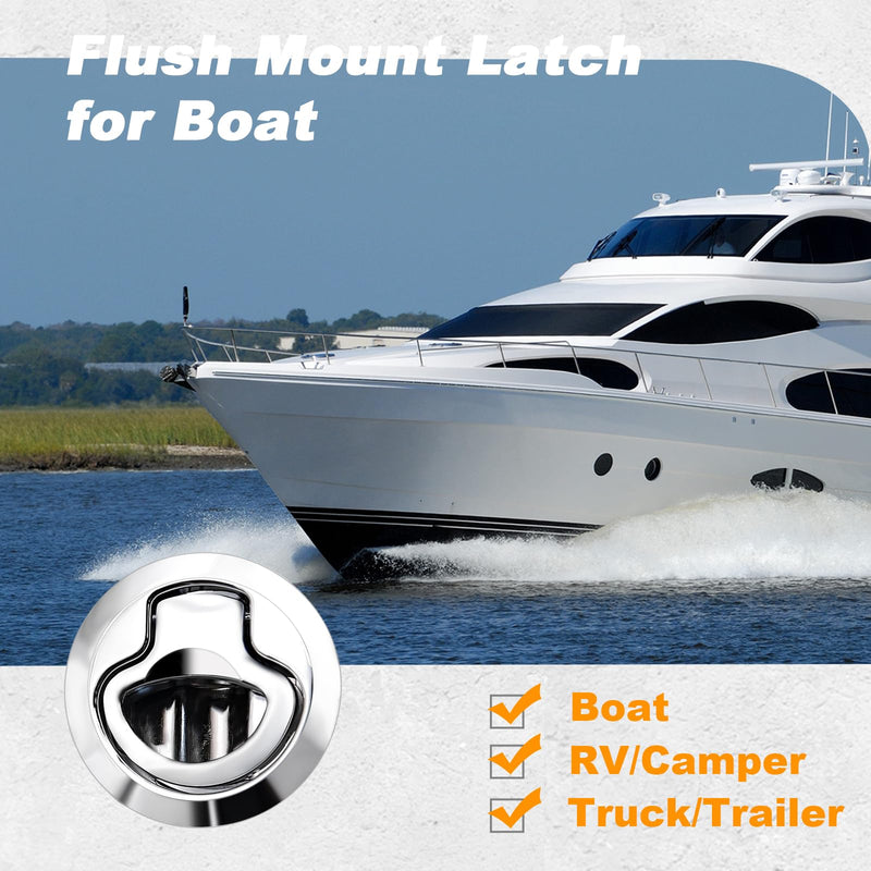 evan Boat Latch 2" Slam Hatch Lock for Marine Deck RV Cabinet Door 3 Pack | Flush Pull Hatch, for Trailer Deck Cabinet 1/4" Door