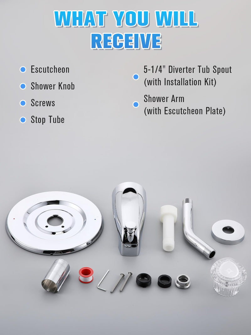 Tub and Shower Trim Compatible with Moen Chateau T470,Chrome Chrome